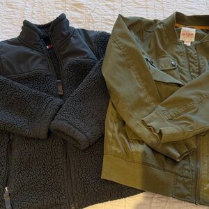 Boys Bundle- Grey Fleece Jacket and Olive Green Bomber Jacket